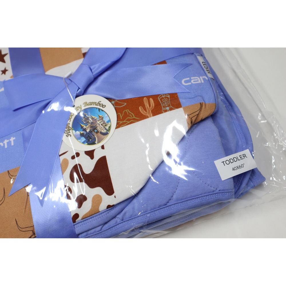 High Society Bamboo Dark Blue Carhartt Quilted Bamboo Toddler‎ Blanket 40x60 - Picture 4 of 4
